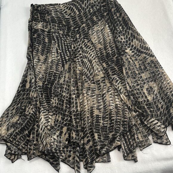 Coco Bianco Scarf Flow Maxi Skirt Black Gray Snake Print Semi Sheer - Picture 4 of 9